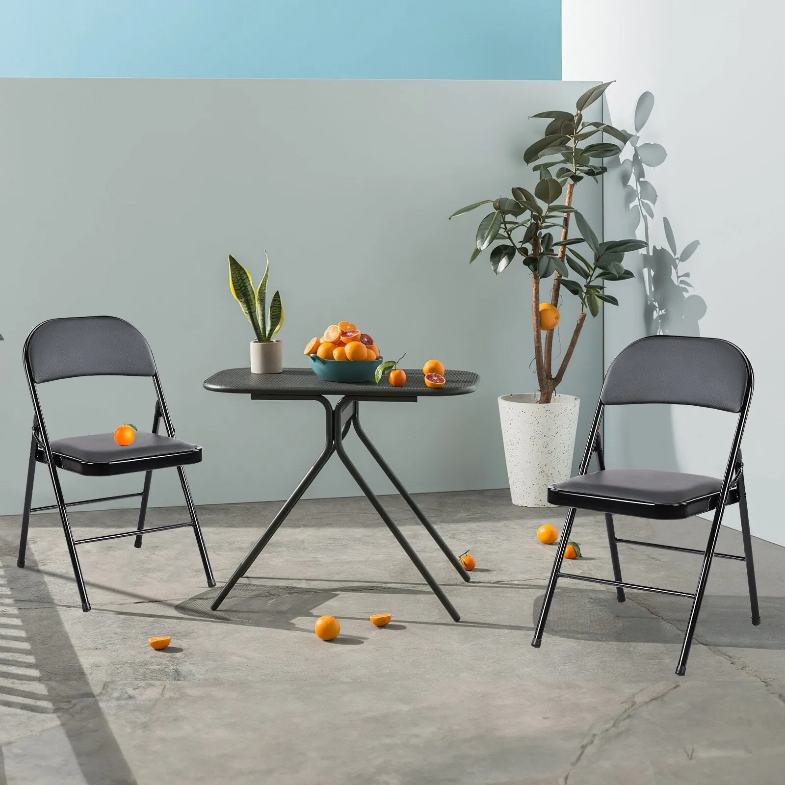 4-Pack Leather Padded Folding Chairs