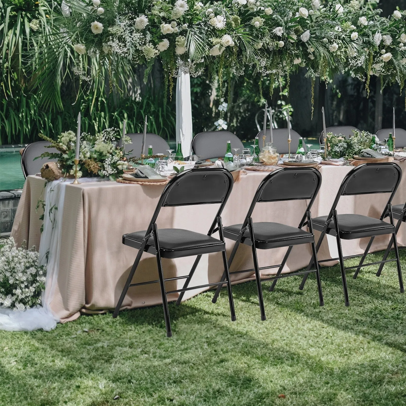 4-Pack Leather Padded Folding Chairs