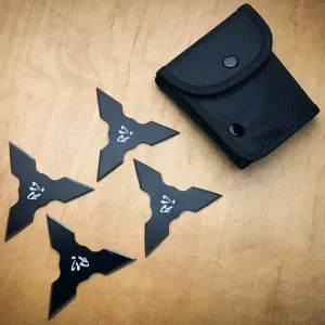 4 PC Set Black Ninja Throwing Stars Anime Shuriken Knife Blade