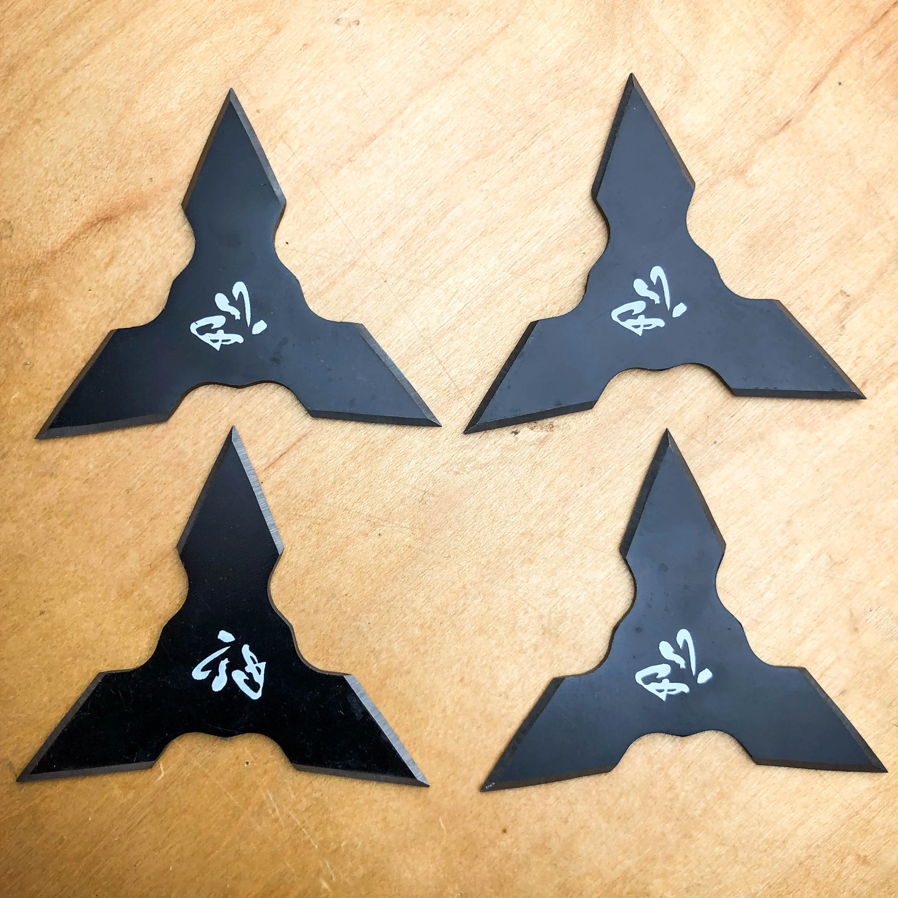 4 PC Set Black Ninja Throwing Stars Anime Shuriken Knife Blade