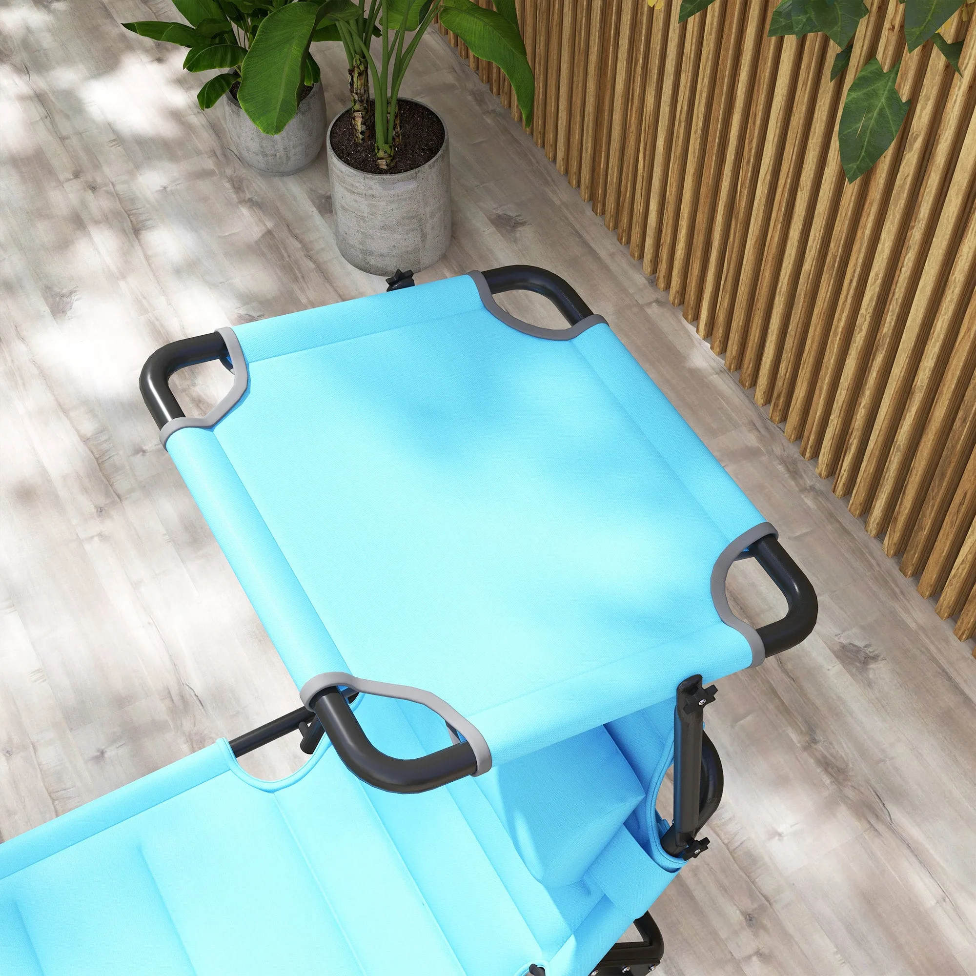 4-Position Adjustable Folding Cushioned Lounge Chair with Sun Shade Roof & Pillow, Blue