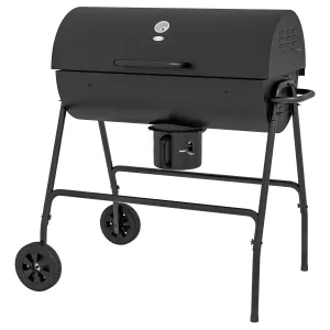 420 sq.in Charcoal BBQ Grill with Wheels, Ash Catcher, Black