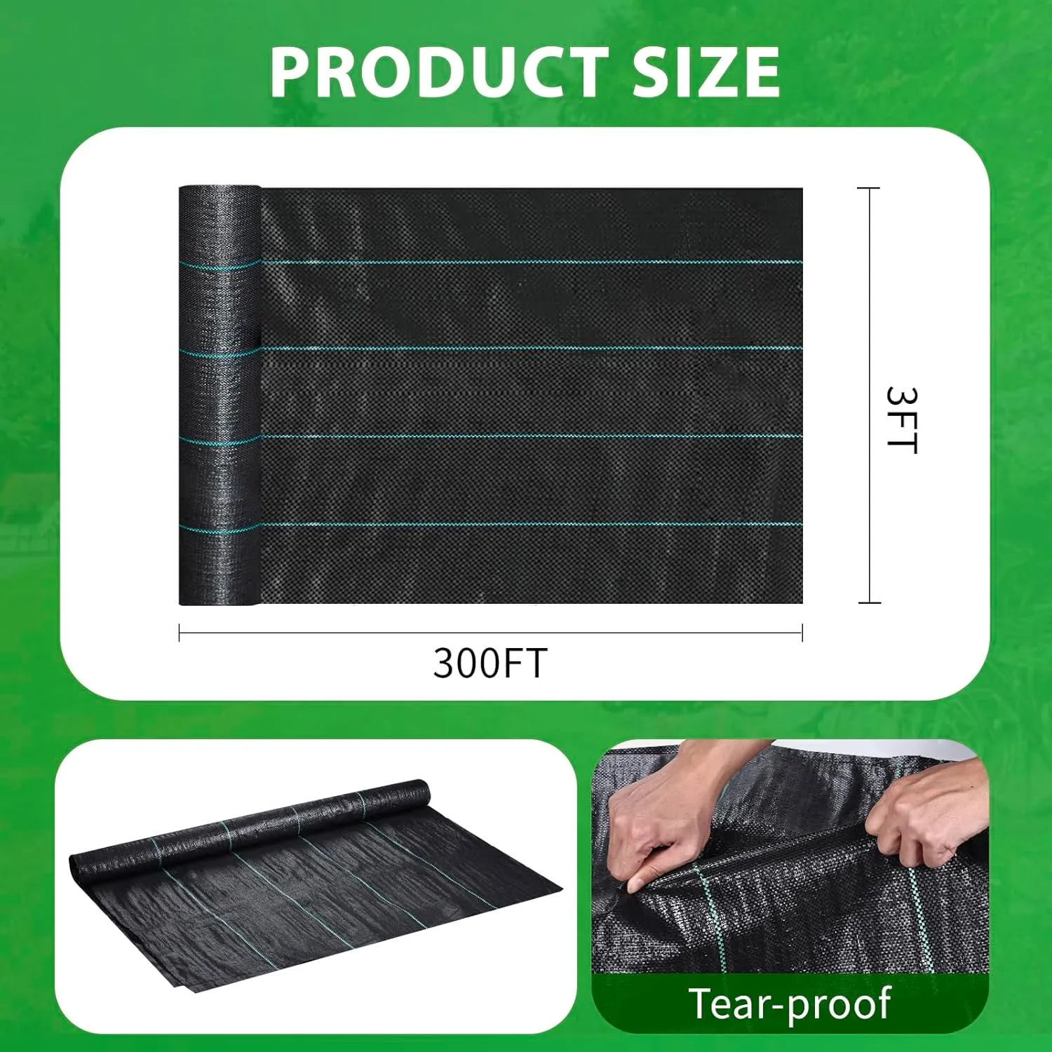 4FT x 100FT Weed Barrier Landscape Fabric, 3.2Oz Durable & Heavy Duty Weed Block Gardening Mat, Easy Setup Garden Weed Fabric, Landscape Fabric for Outdoors (3FT×100FT)