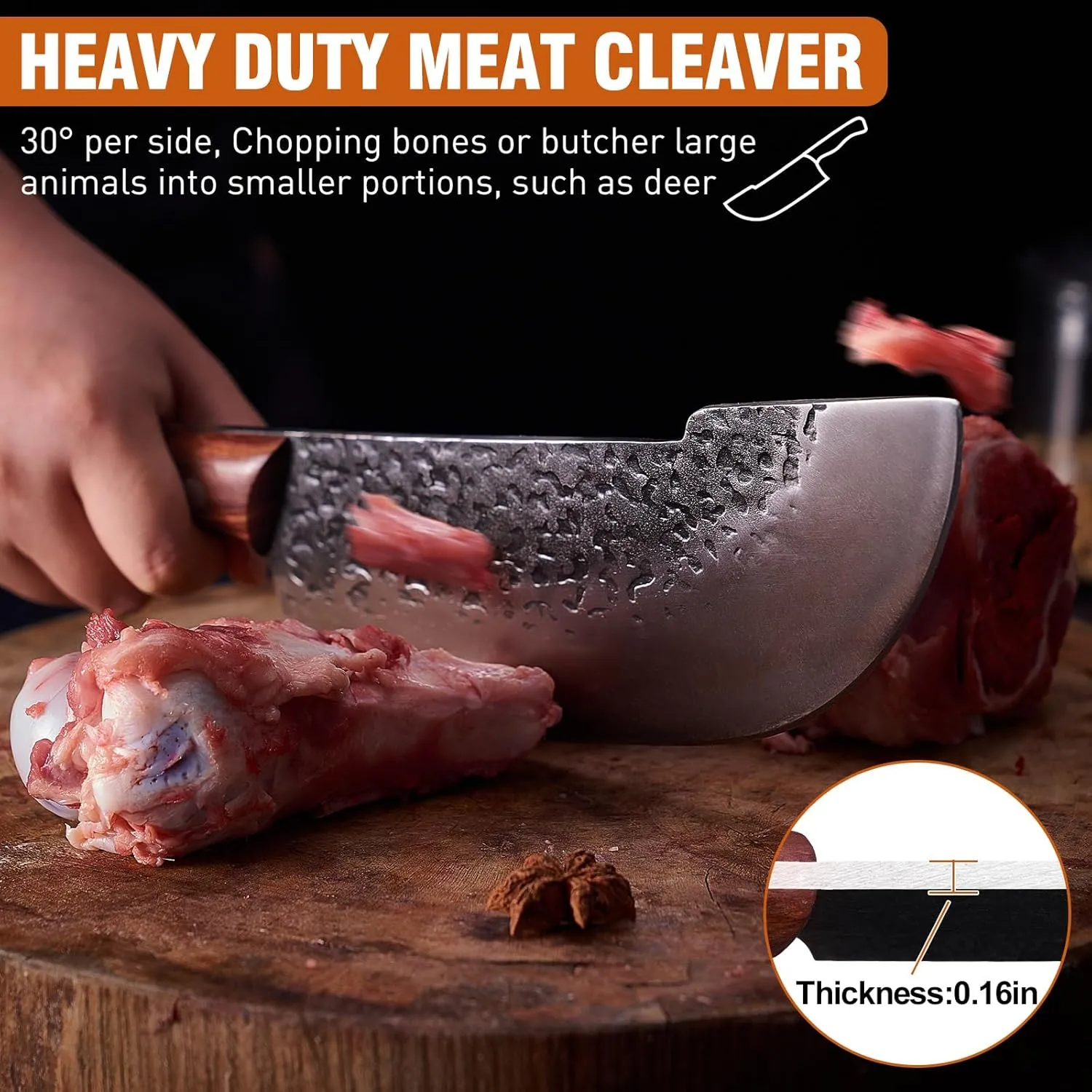 4PCS Butcher Knife and Kitchen Knife Set, Hand Forged Very Sharp for Meat Cutting Cooking BBQ Gifts for Men Women