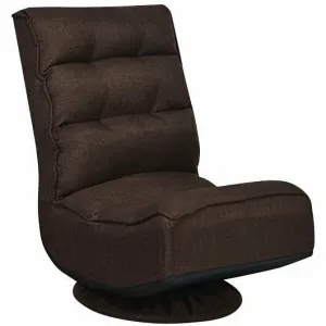 5-Position Folding Floor Gaming Chair-Brown - Color: Brown