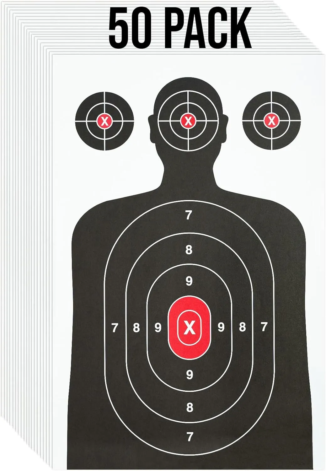 50 Pack Paper Shooting Target for Gun Range - Silhouette Paper Target Practice for Handguns, Rifles, Pistols, Airguns, BB Guns, Pellet Guns, Crossbow, Arrow (14 X 22 inches)