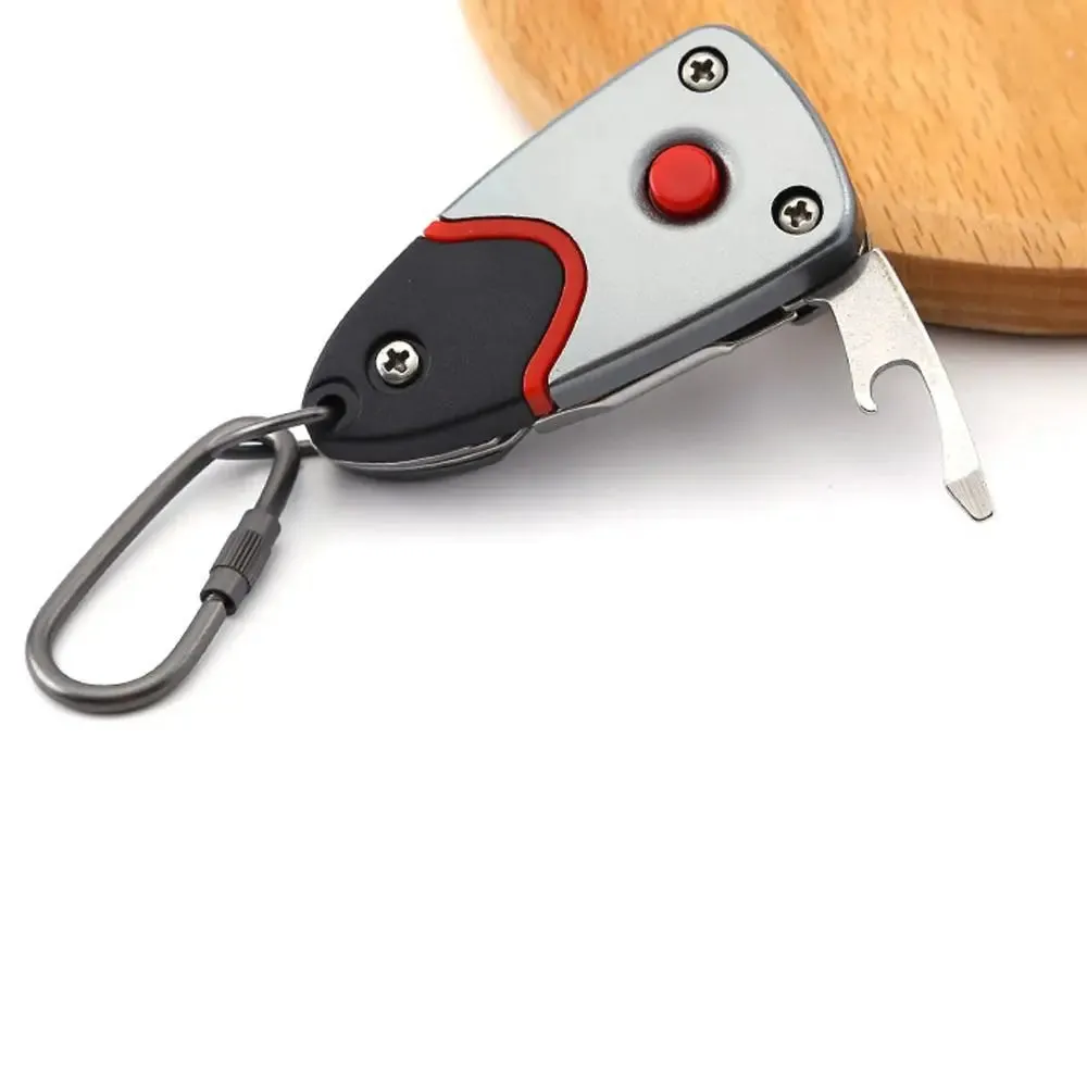 6-in-1 Folding Mini Screwdriver with LED Flashlight Keychain Knife Bottle Opener Portable Camping Hiking Gears Kit Repair Tools