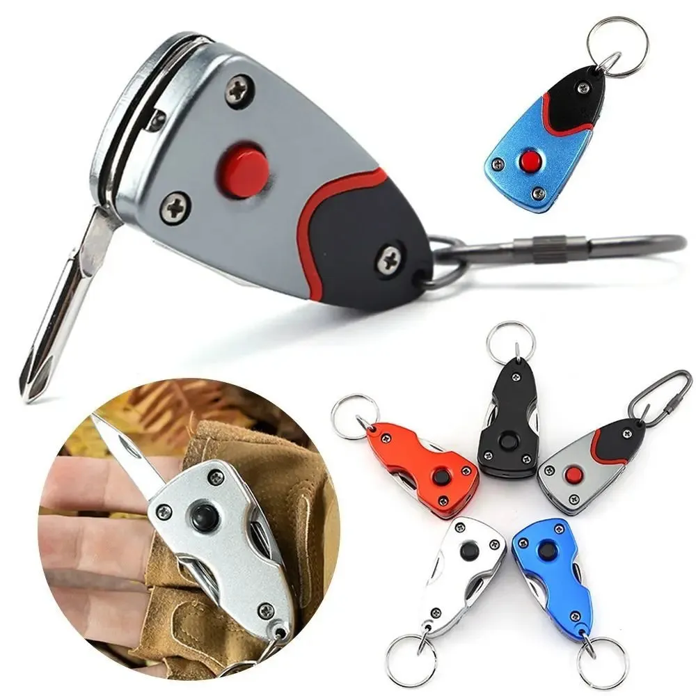 6-in-1 Folding Mini Screwdriver with LED Flashlight Keychain Knife Bottle Opener Portable Camping Hiking Gears Kit Repair Tools