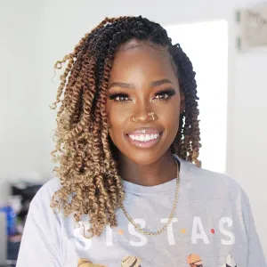6 Inches 8 Packs Super Short Passion Twist Crochet Hair for Black Women and Kids-3 Tones Ombre Black to Brown Blonde, Pre Looped Pretwisted Crochet Hair Extension (6"-8 Packs,T1B/30/27)