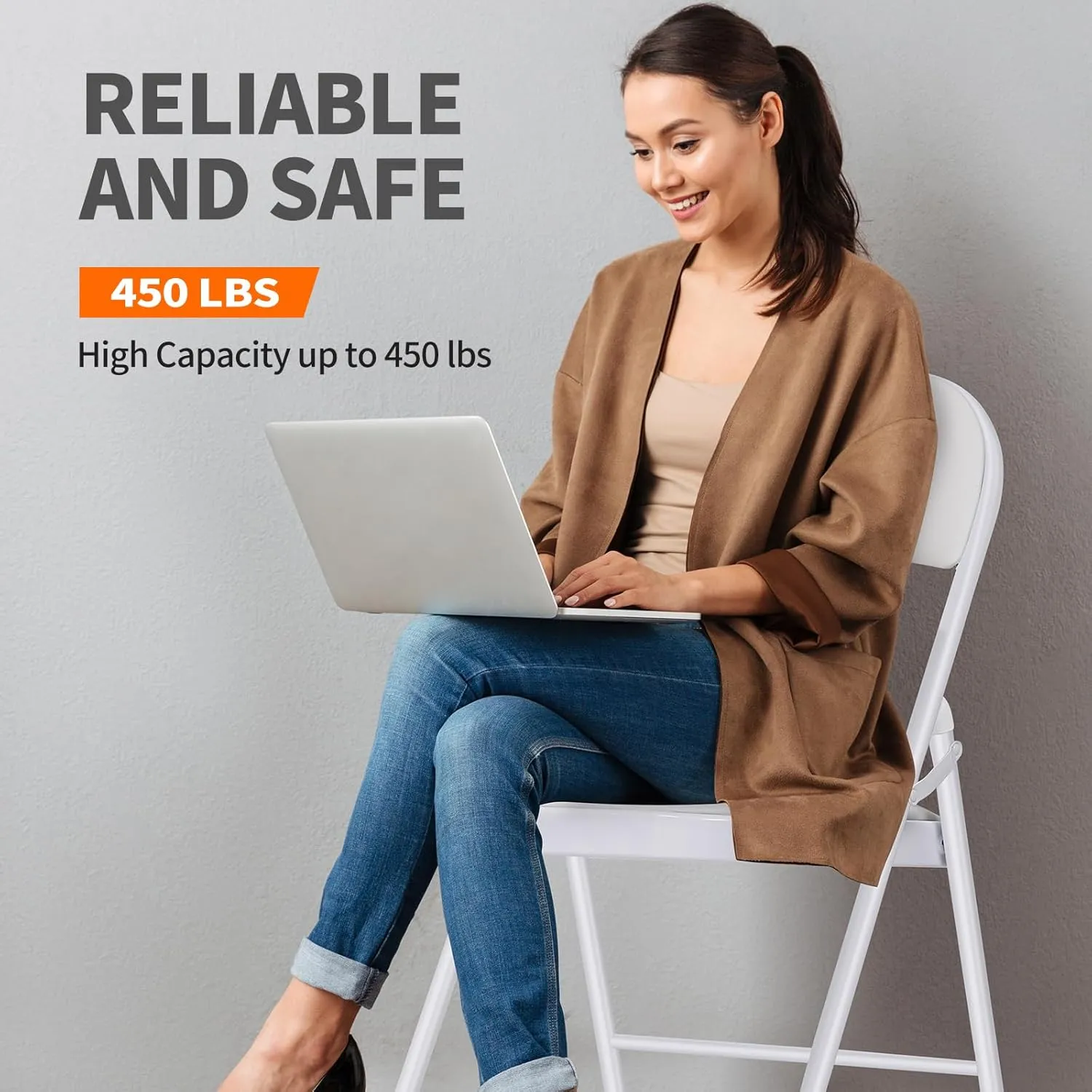 6 Pack Folding Chairs with Cushion – Padded Comfortable Foam Seating White Space-Saving Foldable Chairs for Indoor Outdoor Weddings, Parties, Backyard & Office Events (White, 6 Pack)