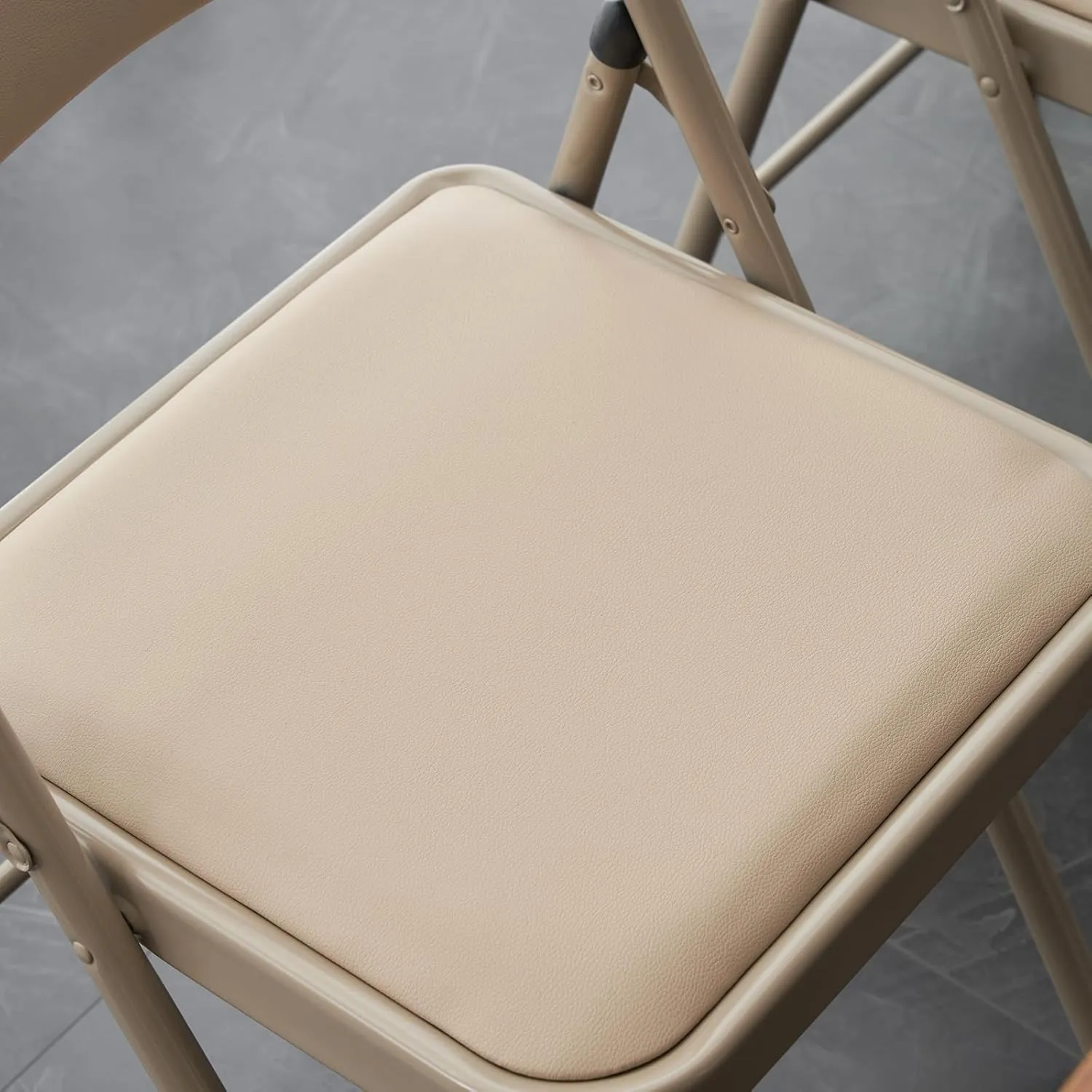 6 Pack Khaki Folding Chairs with Padded Cushion and Back for Outside Portable Stackable Commercial Foldable Chairs with Steel Frame for Events Office Wedding Party, 330lbs Capacity