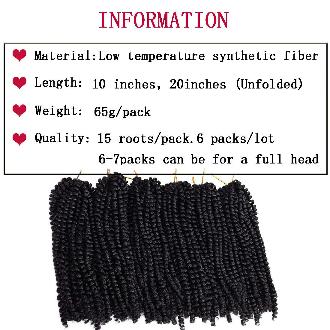 6 Packs Spring Twist Braiding Hair Spring Twists Bomb Twist Hair Synthetic Fiber Fluffy Twist Crochet Braids Low Temperature Twist Crochet Hair for Women Braiding Hair(10inch,1B)