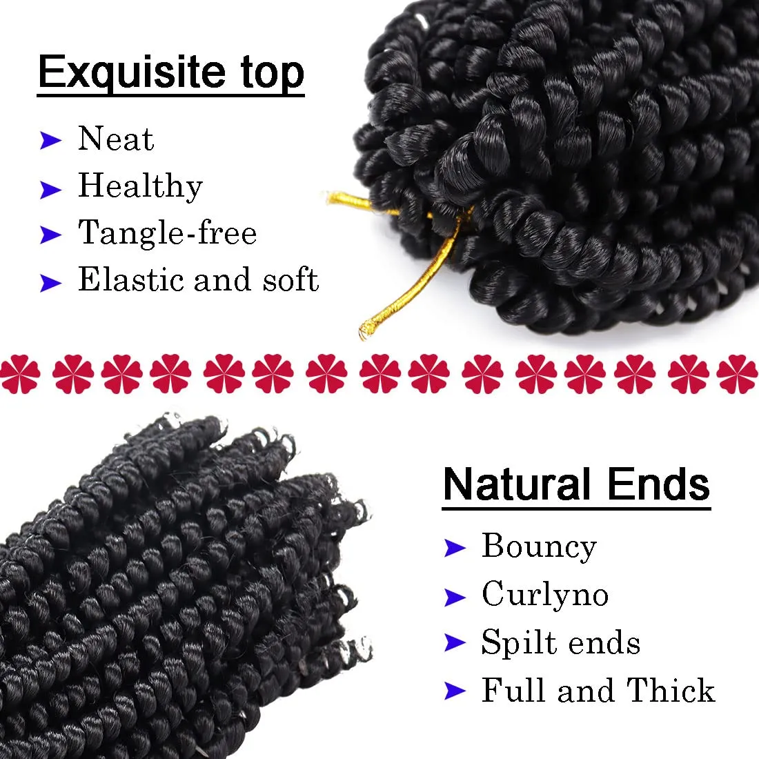 6 Packs Spring Twist Braiding Hair Spring Twists Bomb Twist Hair Synthetic Fiber Fluffy Twist Crochet Braids Low Temperature Twist Crochet Hair for Women Braiding Hair(10inch,1B)