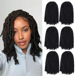 6 Packs Spring Twist Braiding Hair Spring Twists Bomb Twist Hair Synthetic Fiber Fluffy Twist Crochet Braids Low Temperature Twist Crochet Hair for Women Braiding Hair(10inch,1B)