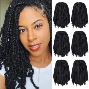 6 Packs Spring Twist Crochet Hair 8inch Spring Twists Bomb Twist Hair Synthetic Fiber Fluffy Twist Crochet Braids Low Temperature Spring Twist Braiding Hair for Women Hair Extension(8inch,2) 2#