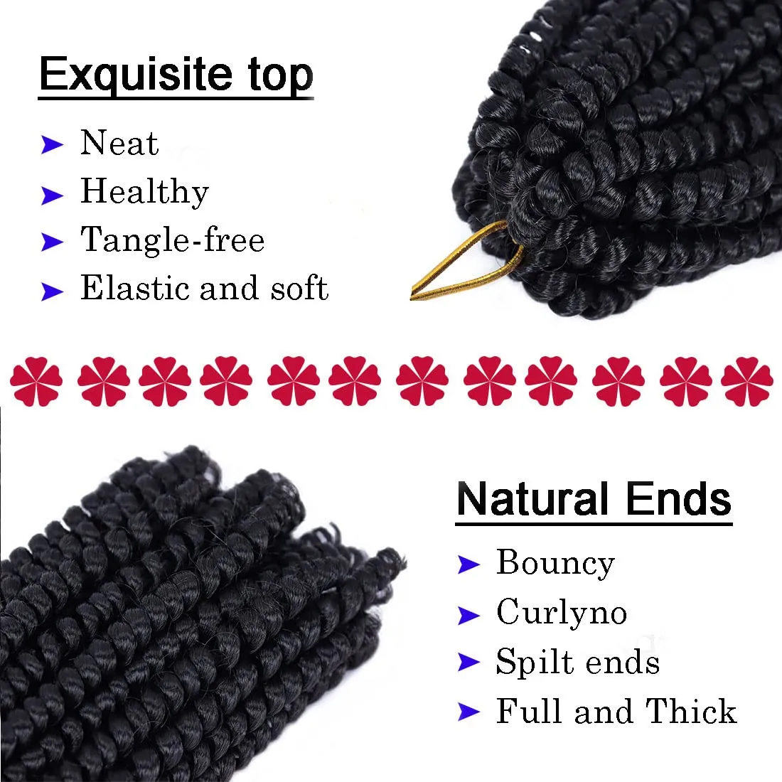 6 Packs Spring Twist Crochet Hair 8inch Spring Twists Bomb Twist Hair Synthetic Fiber Fluffy Twist Crochet Braids Low Temperature Spring Twist Braiding Hair for Women Hair Extension(8inch,2) 2#