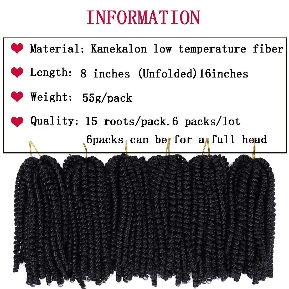 6 Packs Spring Twist Crochet Hair 8inch Spring Twists Bomb Twist Hair Synthetic Fiber Fluffy Twist Crochet Braids Low Temperature Spring Twist Braiding Hair for Women Hair Extension(8inch,2) 2#