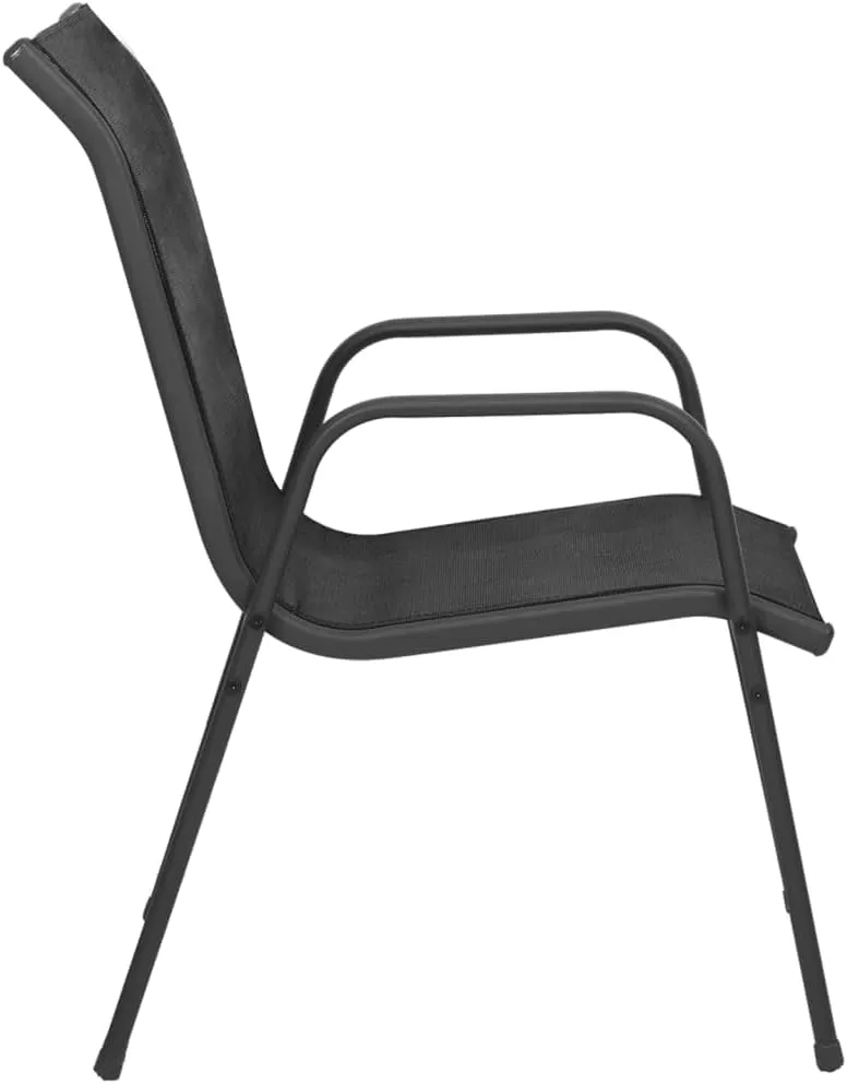 6-Piece Steel Textilene Patio Chairs Set Black Anthracite Outdoor Furniture for Camping Beach Dining and Backyard Relaxation
