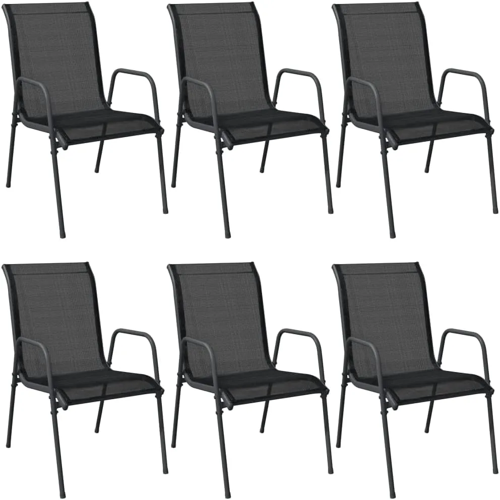 6-Piece Steel Textilene Patio Chairs Set Black Anthracite Outdoor Furniture for Camping Beach Dining and Backyard Relaxation