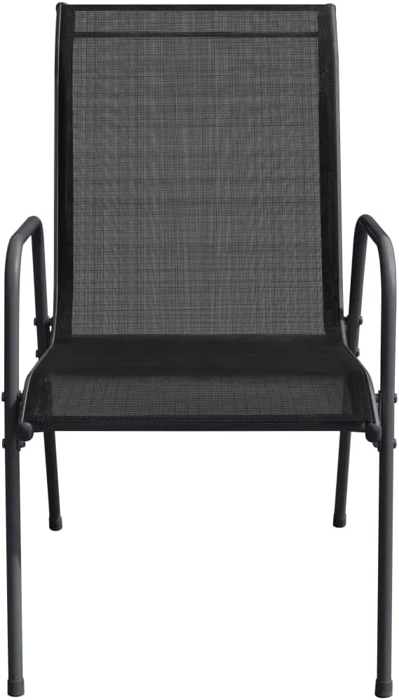 6-Piece Steel Textilene Patio Chairs Set Black Anthracite Outdoor Furniture for Camping Beach Dining and Backyard Relaxation