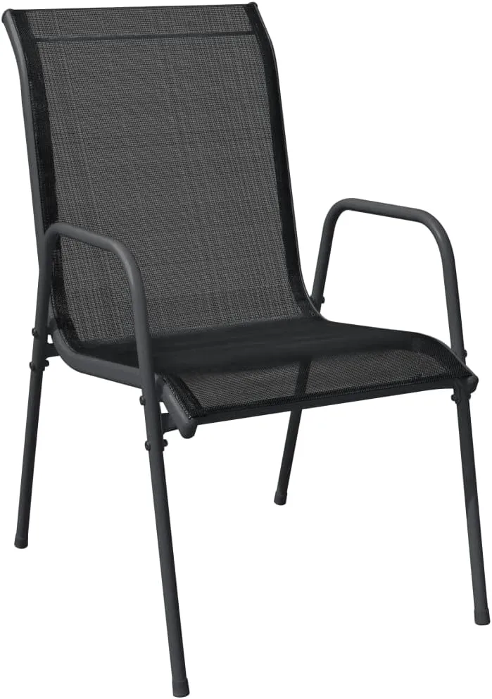 6-Piece Steel Textilene Patio Chairs Set Black Anthracite Outdoor Furniture for Camping Beach Dining and Backyard Relaxation