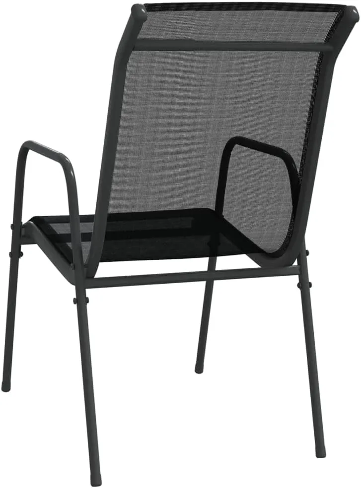 6-Piece Steel Textilene Patio Chairs Set Black Anthracite Outdoor Furniture for Camping Beach Dining and Backyard Relaxation