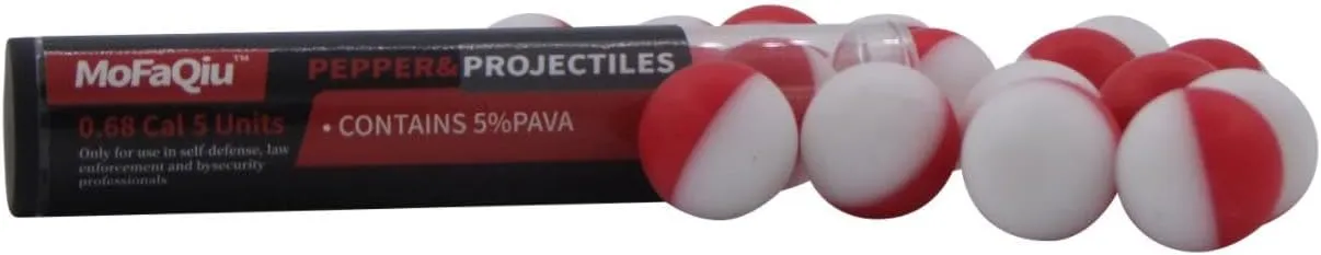 68 Cal Pepper Projectiles - Self Defense Pepper Projectile Rounds for Compatible.68 Cal Pepper launchers,(5% PAVA Ultrafine Powder) Pepper Balls Laser weldingwithout Leakage It is Safer