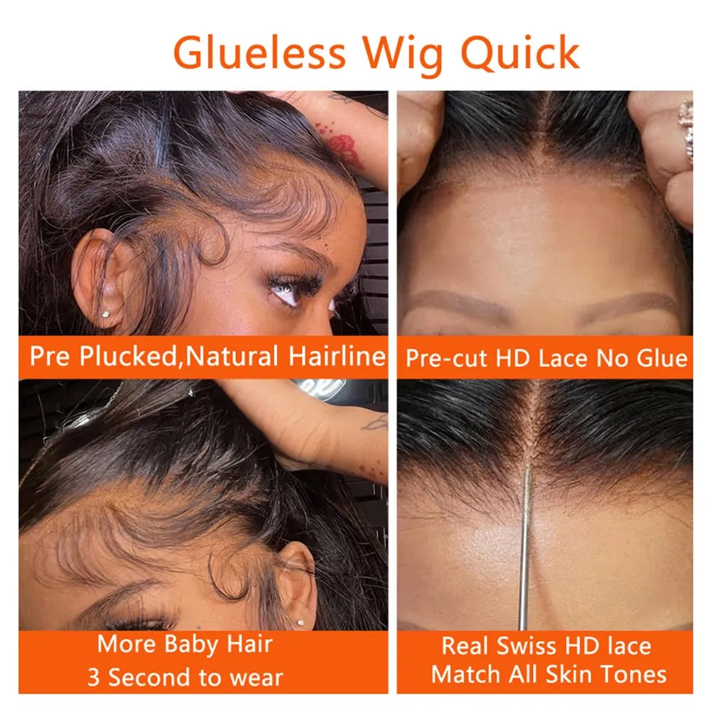 6x4 Wear And Go Glueless Wig Pre Cut HD Lace Deep Wave Human Hair Wig Pre Plucked For Beginners 180 Density Deep Curly Lace Front Wig Human Hair 3 Second To Wear Curly Wig 22 Inch