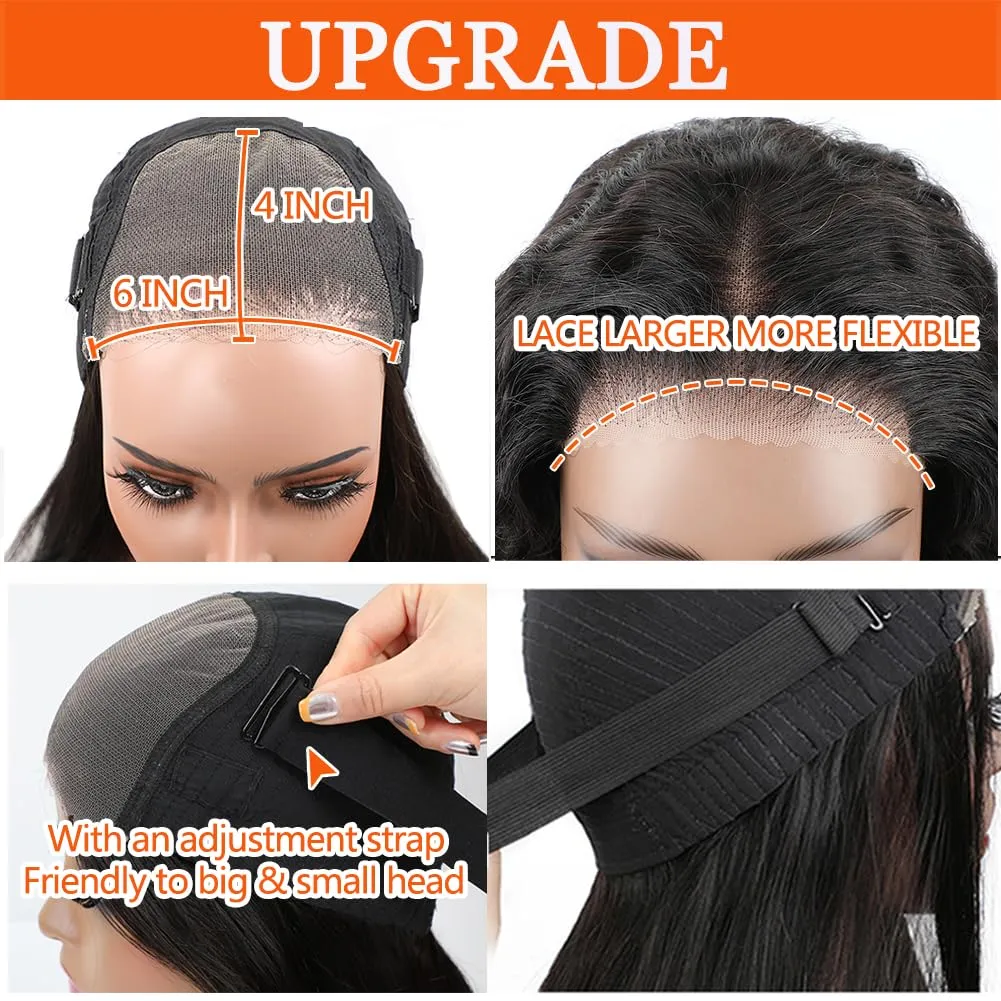 6x4 Wear And Go Glueless Wig Pre Cut HD Lace Deep Wave Human Hair Wig Pre Plucked For Beginners 180 Density Deep Curly Lace Front Wig Human Hair 3 Second To Wear Curly Wig 22 Inch