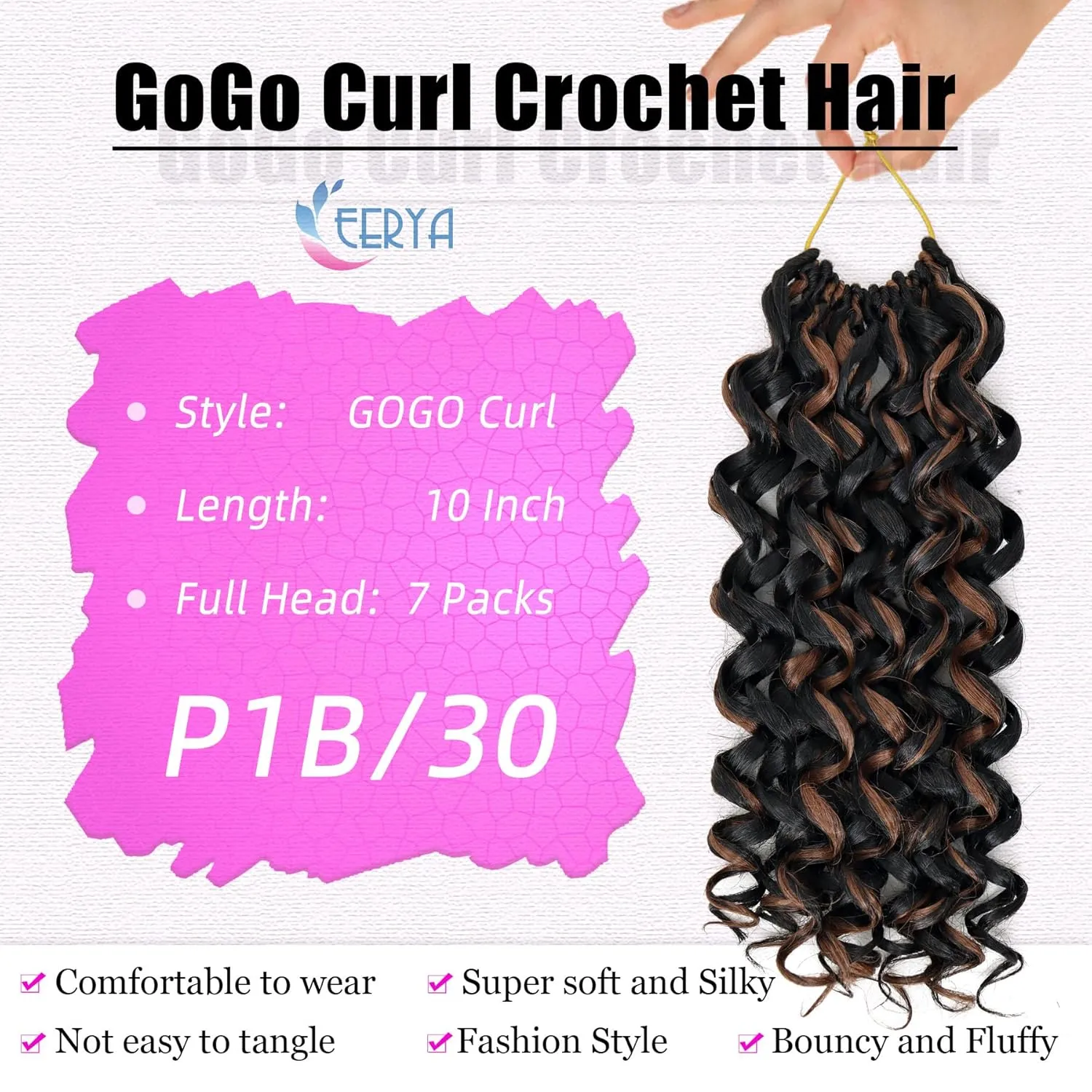 7 Packs GoGo Curl Crochet Hair 10 Inch Short Curly Crochet Hair for Women Water Wave Beach Curl Deep Twist Crochet Braids Synthetic Braiding Hair Extensions (10 Inch, P30)