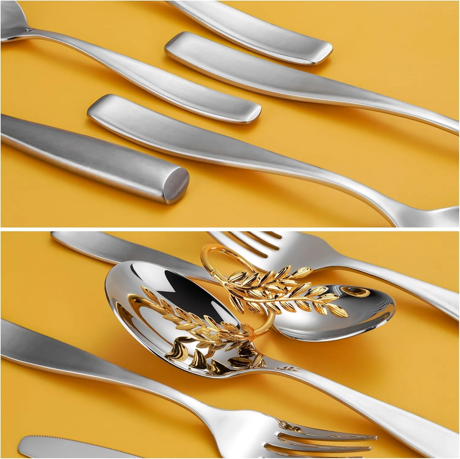 70-Piece 18/10 Stainless Steel Flatware Set for 12 with 2 Sets of Serving Utensil, Heavy Duty Silverware Set, High End Flatware, Dishwasher Safe, Ideal for Gift