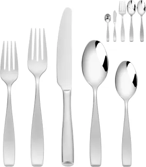 70-Piece 18/10 Stainless Steel Flatware Set for 12 with 2 Sets of Serving Utensil, Heavy Duty Silverware Set, High End Flatware, Dishwasher Safe, Ideal for Gift