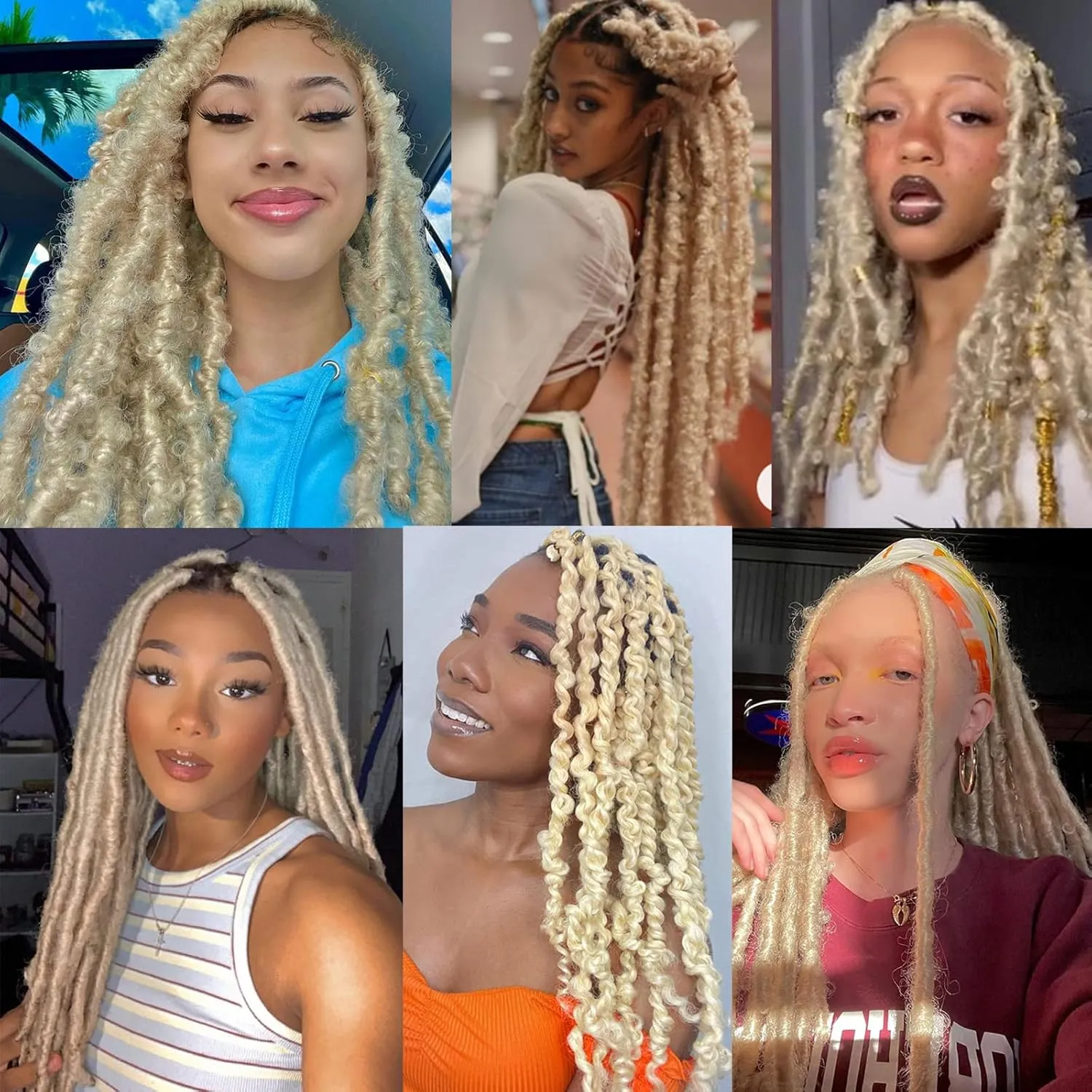 8 Packs Blond Springy Afro Twist Hair 16 Inch Pre-Separated Spring Twist Crochet Braids Hair For Soft Faux Locs Synthetic Marley Twist Braiding Hair Extension For Women (8 Strands/Pack,613#)