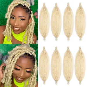 8 Packs Blond Springy Afro Twist Hair 16 Inch Pre-Separated Spring Twist Crochet Braids Hair For Soft Faux Locs Synthetic Marley Twist Braiding Hair Extension For Women (8 Strands/Pack,613#)
