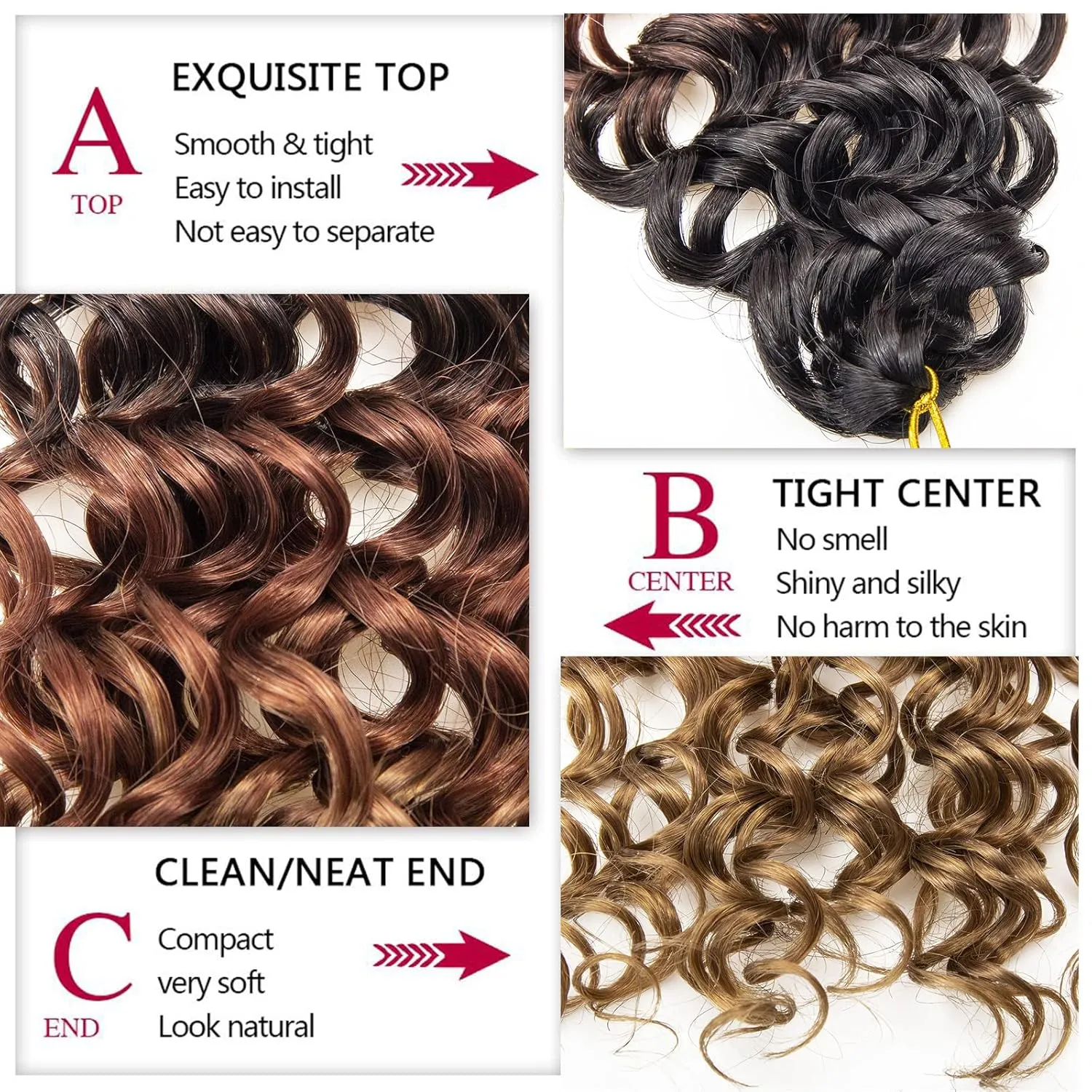 8 Packs Curly Crochet Hair GoGo Curl Crochet hair for Women Deep Wave Braiding hair,Synthetic Bohemian Crochet Braid Water Wave Crochet hair Extensions(1B/30/27, 14inch)
