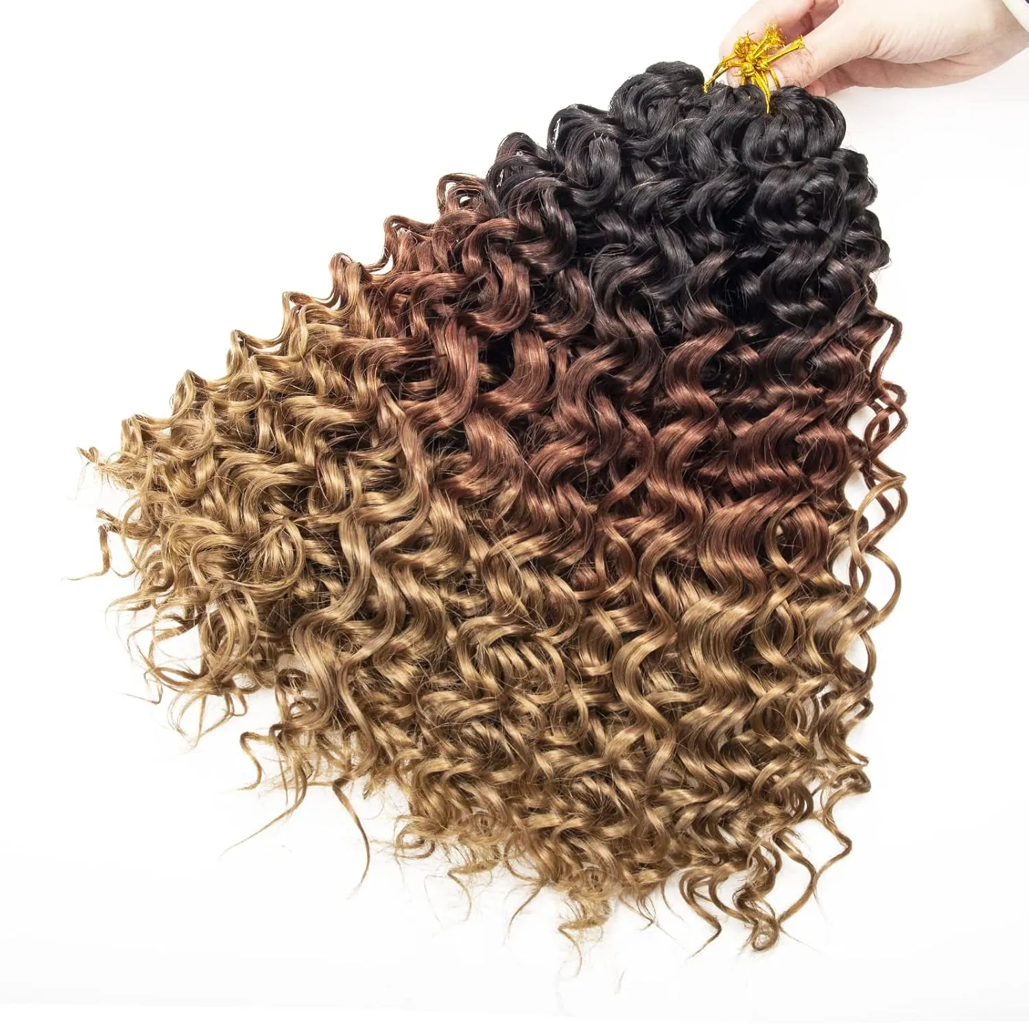 8 Packs Curly Crochet Hair GoGo Curl Crochet hair for Women Deep Wave Braiding hair,Synthetic Bohemian Crochet Braid Water Wave Crochet hair Extensions(1B/30/27, 14inch)