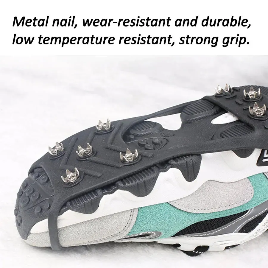 8-Teeth Ice Gripper Spikes - Anti-Slip Crampons for Winter Hiking, Mountain Climbing, and Snow Walking