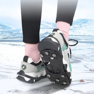 8-Teeth Ice Gripper Spikes - Anti-Slip Crampons for Winter Hiking, Mountain Climbing, and Snow Walking