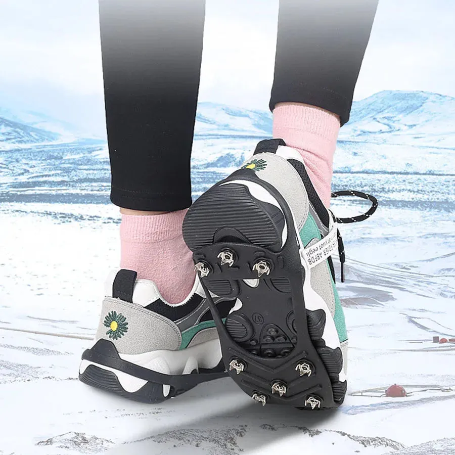 8-Teeth Ice Gripper Spikes - Anti-Slip Crampons for Winter Hiking, Mountain Climbing, and Snow Walking