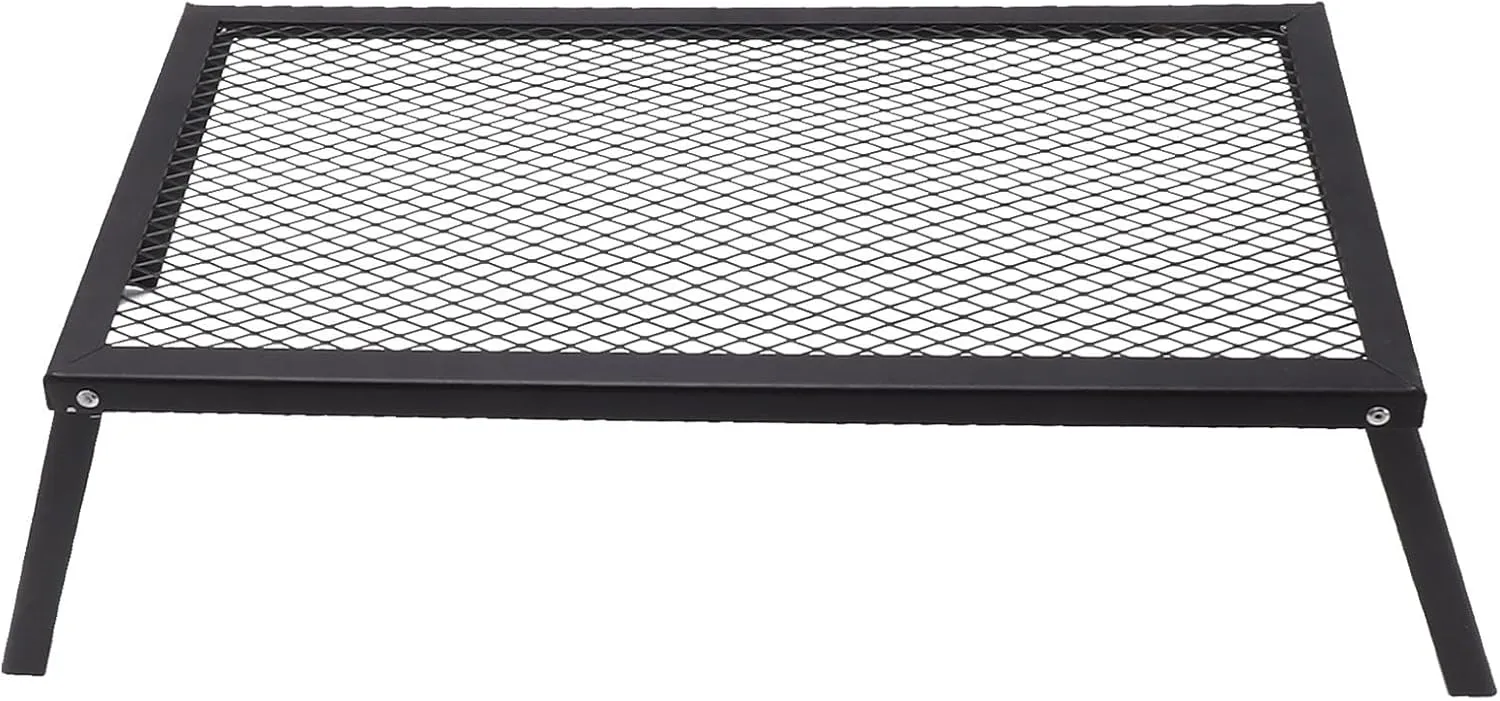 Acouto Lightweight Folding Grill with HighTemperature Paint for Outdoor Cooking, Even Heating, and Stable Support (Folding Campfire Grill with Fork)