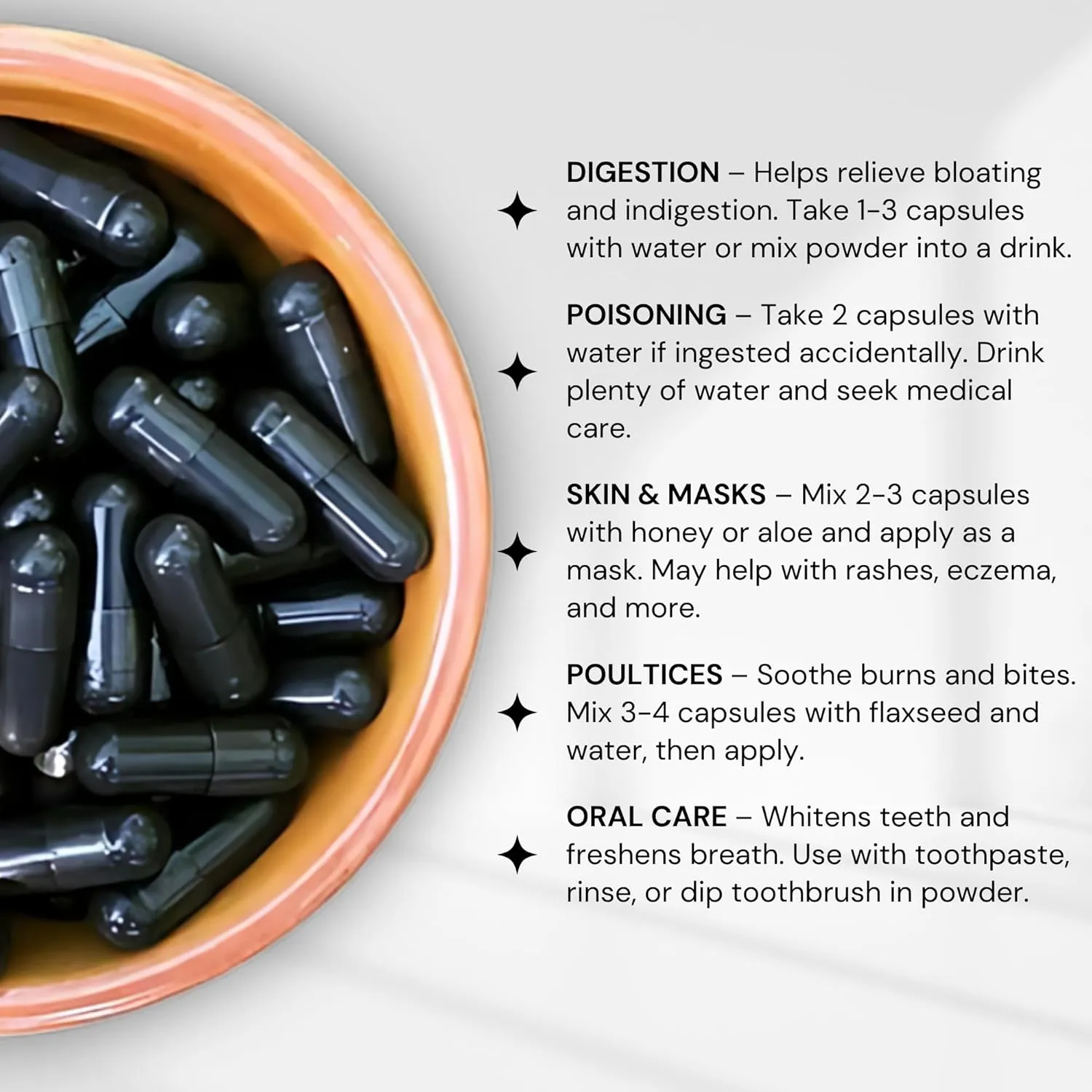 Activated Coconut Charcoal Capsules- Supports Health - Vegan, Organic, Non-GMO, No Additives - X-Large Bottle 210 Count