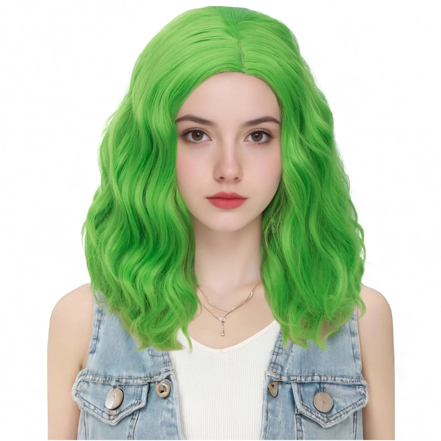 Aicos Green Curly Wigs for Women Short Green Bob Wig for Daily Dress Carnival Party Masquerade Party Halloween
