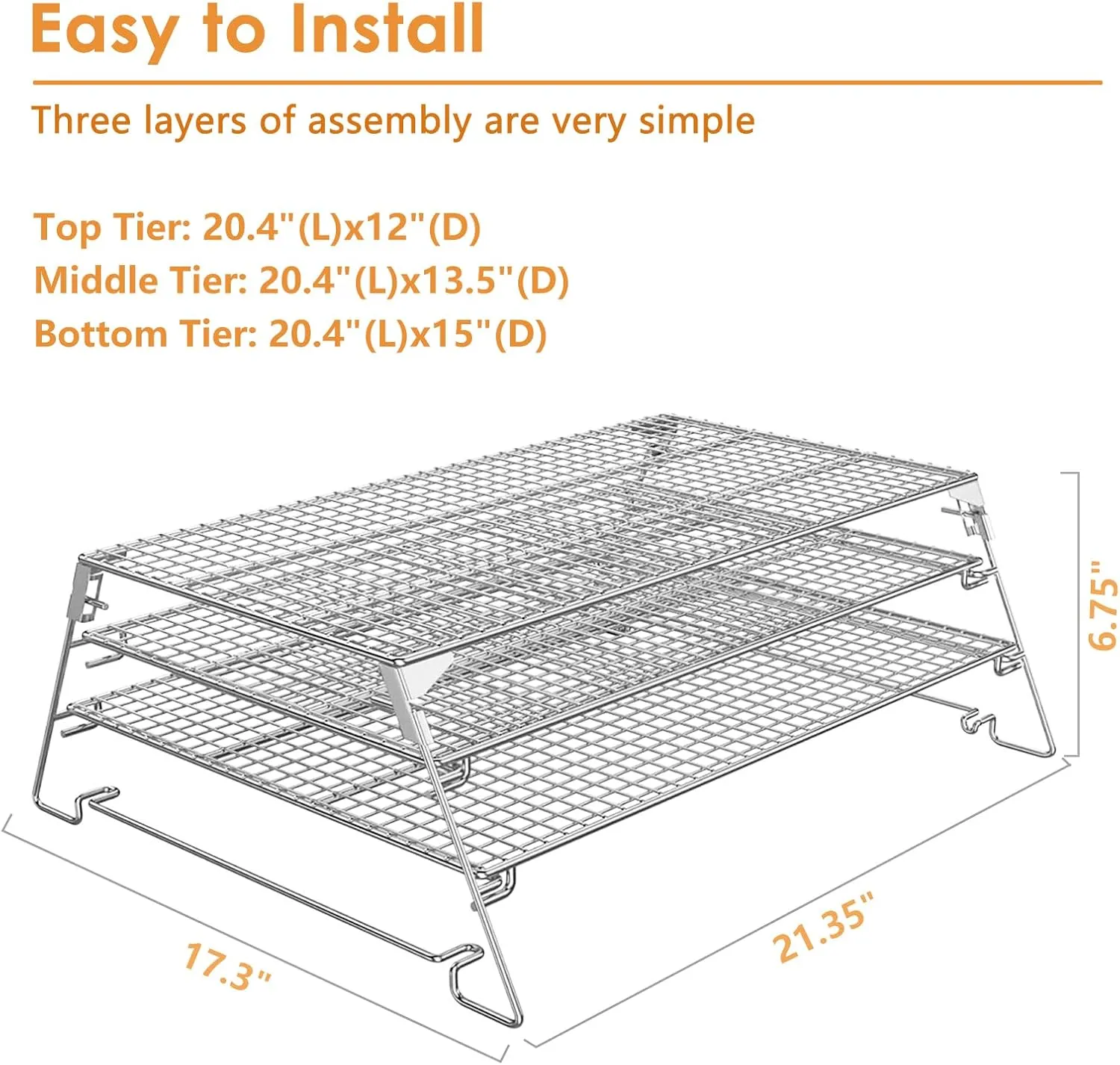 AJinTeby Foldable Sliding 3 Tiered Jerky Rack Warming Rack, Extension Cooking Space, Fits for 21" Depth Traeger and Other Wood Pellet Grills/Gas Grills/Grill Grate