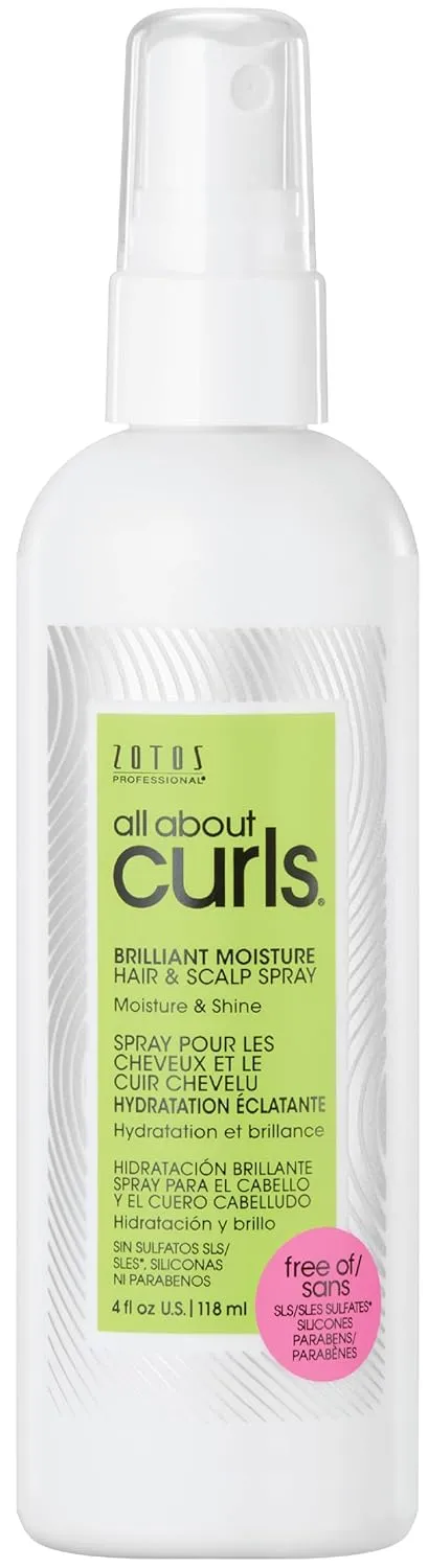 ALL ABOUT CURLS Moisture Hair & Scalp Spray Oil | Moisturize, Nourish, De-Frizz | 99% Natural | All Curly Hair Types | Vegan & Cruelty Free | Sulfate Free | 4 Fl Oz