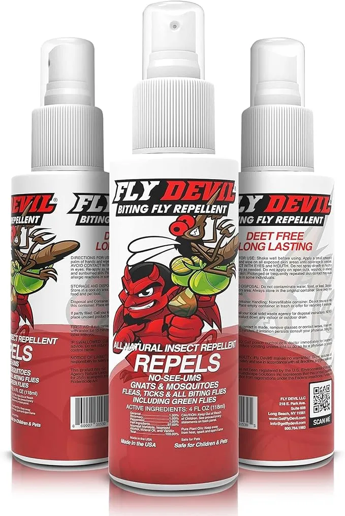 All Natural Biting Fly Spray Insect Repellent for Mosquitoes, Gnats, No-See-Ums, Green Flies, Fleas, Ticks and All Biting Flies - No Deet Formula - Made in USA