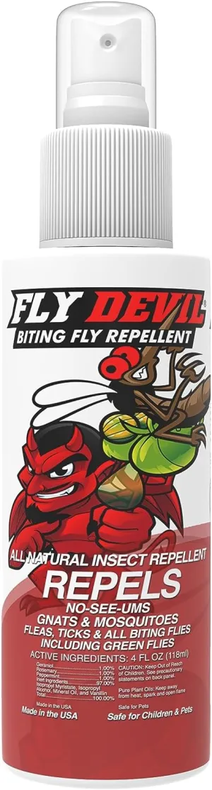 All Natural Biting Fly Spray Insect Repellent for Mosquitoes, Gnats, No-See-Ums, Green Flies, Fleas, Ticks and All Biting Flies - No Deet Formula - Made in USA
