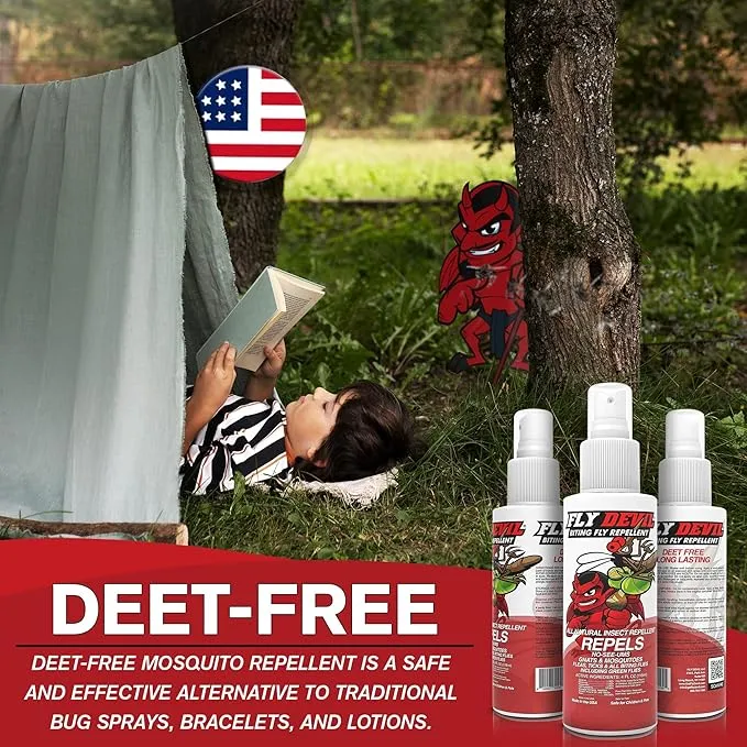 All Natural Biting Fly Spray Insect Repellent for Mosquitoes, Gnats, No-See-Ums, Green Flies, Fleas, Ticks and All Biting Flies - No Deet Formula - Made in USA