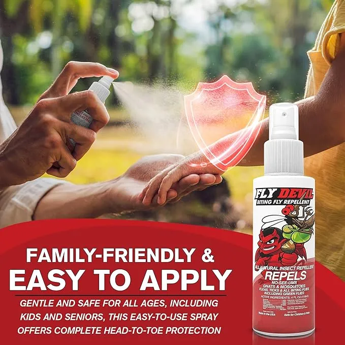 All Natural Biting Fly Spray Insect Repellent for Mosquitoes, Gnats, No-See-Ums, Green Flies, Fleas, Ticks and All Biting Flies - No Deet Formula - Made in USA