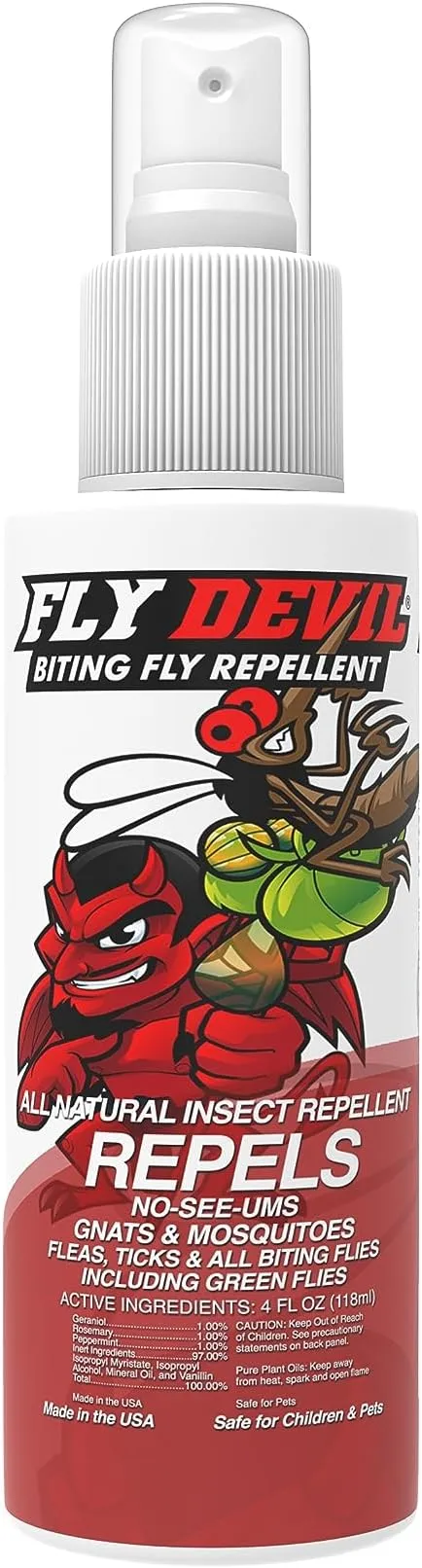 All Natural Biting Fly Spray Insect Repellent for Mosquitoes, Gnats, No-See-Ums, Green Flies, Fleas, Ticks and All Biting Flies - No Deet Formula - Made in USA