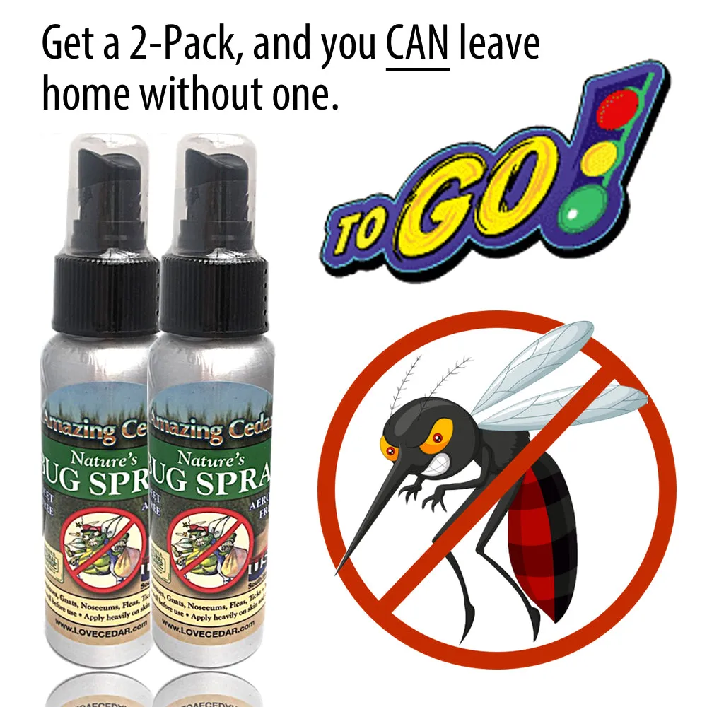 Amazing Cedar™ All Natural Mosquito Bug Spray For Kids, Pets, Whole Family-Go Anywhere Travel Bottles